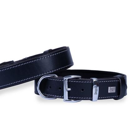  Konforlu Gerçek Deriden El Yapımı Köpek Boyun Tasması 3,5x47-55cm - Siyah