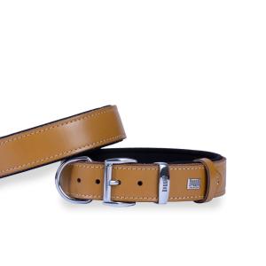  Konforlu Gerçek Deriden El Yapımı Köpek Boyun Tasması 3,5x47-55cm - Kamel