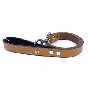  Konforlu Gerçek Deriden El Yapımı Köpek Gezdirme Kayışı 2,5x120cm - Kamel
