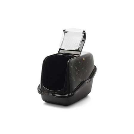  Nestor Mermer | Şık Kedi Kum Kabı – Mermer Siyah Altın