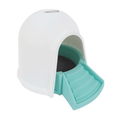 10428917 M-Pets Igloo 2In1 Kedi Tuvaleti/Kedi Evi White/Blue