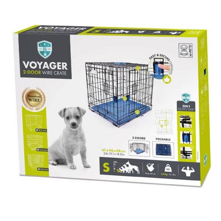 10450517 M-PETS VOYAGER KÖPEK KAFESİ 2 KAPILI (S) MAVİ 61X46X48CM brsp
