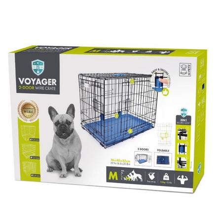 brsp 10450617 M-PETS VOYAGER KÖPEK KAFESİ 2 KAPILI (M) MAVİ 76X48X53CM 