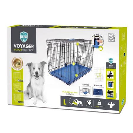 brsp 10450717 M-PETS VOYAGER KÖPEK KAFESİ 2 KAPILI (L) MAVİ 91X58X63CM 
