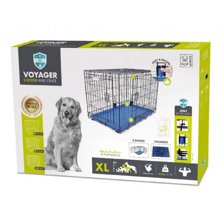 brsp 10450817 M-PETS VOYAGER KÖPEK KAFESİ 2 KAPILI (XL) MAVİ 106X71X76CM 
