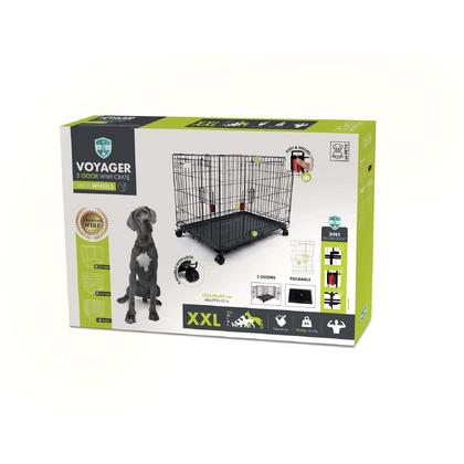 Voyager Tekerlekli Köpek Kafesi 2 Kapılı XXL Siyah Brsp-10452008