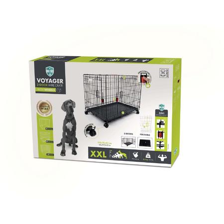10452008 M-PETS VOYAGER TEKERLEKLİ KÖPEK KAFESİ 2 KAPILI (XXL) SİYAH 122X76X84CM
