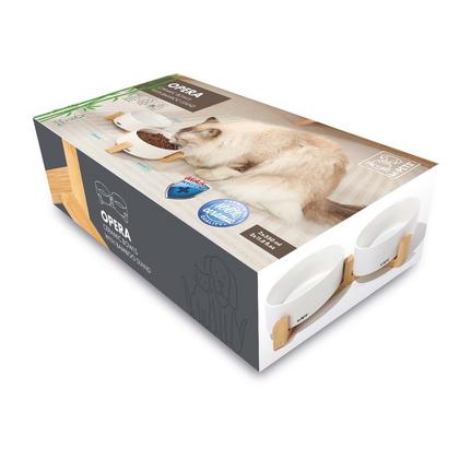 M-Pets Opera Seramik Mama Kabı Bamboo Standlı 2x350ML White Brsp-10553699 