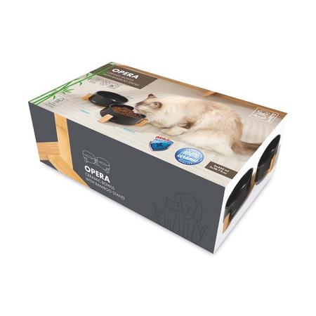 M-Pets Opera Seramik Mama Kabı Bamboo Standlı 2x850ML Black Brsp-10553999 