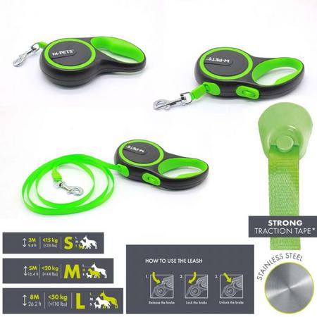 M-Pets Liberty Otomatik Gezdirme Şerit 3Mt/Green (S) Brsp-10824399 