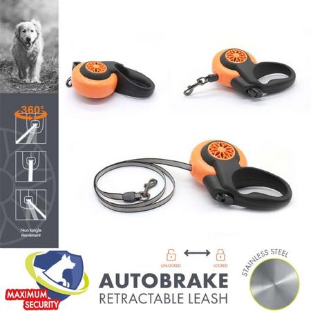 M-Pets Autobrake Otomatik Gezdirme Şerit 5Mt/Orange (M) Brsp-10830099 