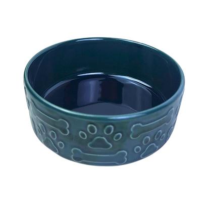 Reaktif Mavi Porselen Mama  ve Su Kabı 14 CM