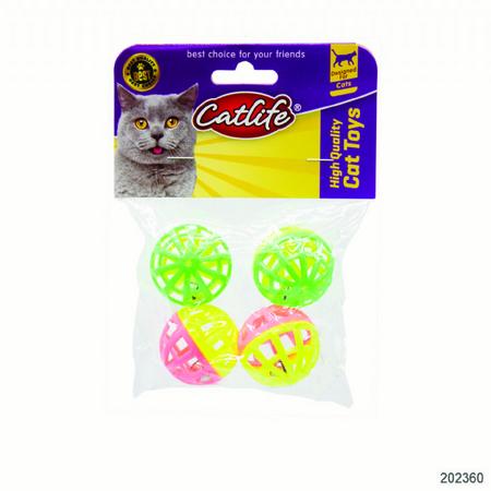 brsp 202360-CATLİFE  4'lü paket Zilli kedi oyuncağı 