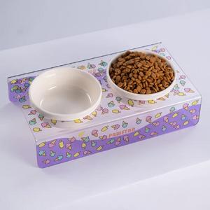 26601-Ice Cream-İkili Pleksi-Seramik Mama ve Su Kabı
