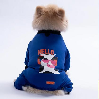 26908 Mavi Hello Cow Pijama Tulum 2XL Beden