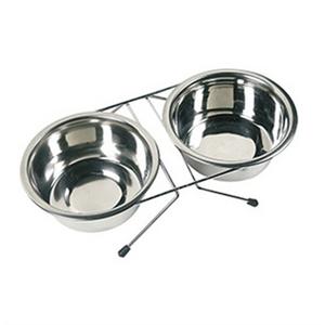 has-400-8125 ayaklı çiftli çelik mama kabı 17cm