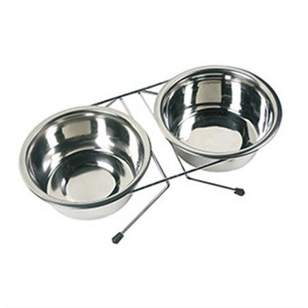 has-400-8125 ayaklı çiftli çelik mama kabı 15cm