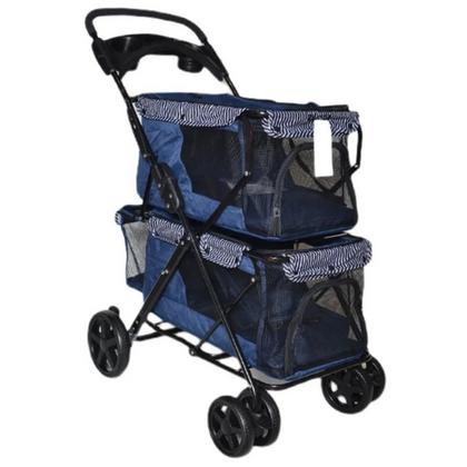 BL04 8682689204744 Zampa Twins Kedi ve Köpek Arabası Mavi 51x85x100 cm sfrp