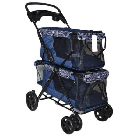 BL04 8682689204744 Zampa Twins Kedi ve Köpek Arabası Mavi 51x85x100 cm sfrp