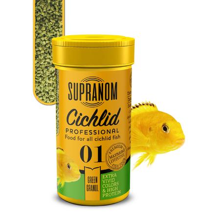 Supranom cichlid balık yemi green granul 100ml (01)