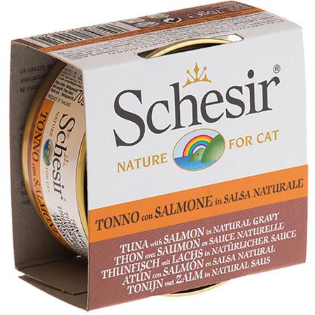 ADP-c3001 Schesir For Cat Et Suyu İçerisinde Ton Balıklı ve Somonlu Yaş Kedi Maması 70gr-615619