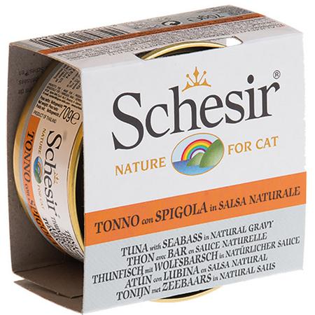 ADP-C3004 Schesir For Cat Et Suyu İçerisinde Ton Balıklı ve Levrekli Yaş Kedi Maması 70gr-172761
