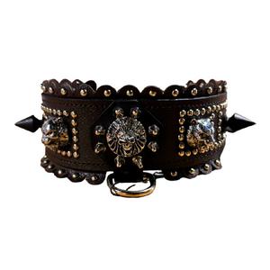 AHM 6cm Aksesuarlı Deri Boyun tasması  