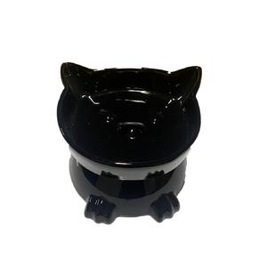 ayaklı küçük kedi figürlü siyah Seramik Kap
