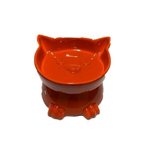 ayaklı küçük kedi figürlü turuncu Seramik Kap