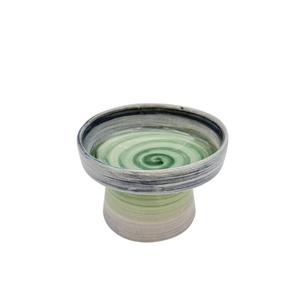 ayaklı mama fırça iz gri/yeşil Seramik Kap