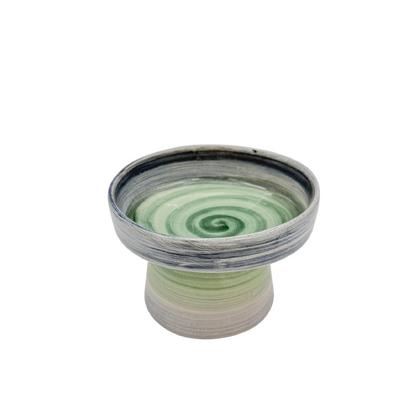 ayaklı mama fırça iz gri/yeşil Seramik Kap