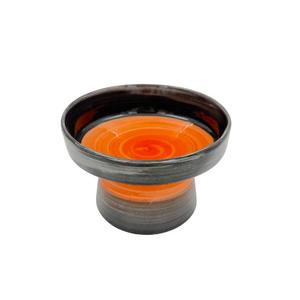 ayaklı mama fırça iz siyah/turuncu Seramik Kap