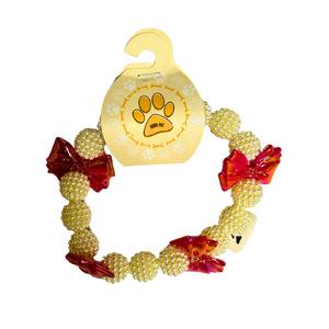 Beyaz/Kırmızı Kurdeleli Kolye M