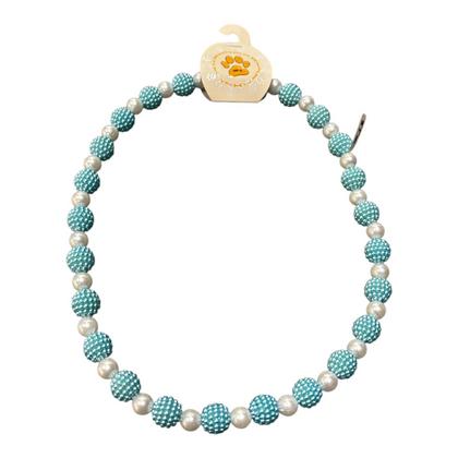 Beyaz/Mavi Boncuklu kolye s beden