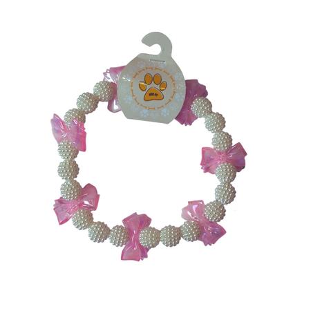 Beyaz/Tozpembe Kurdeleli Kolye L