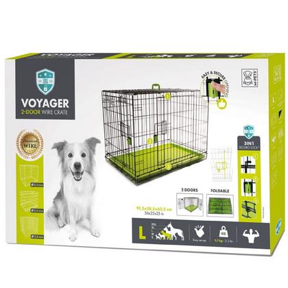 BRSP-10451303 M-PETS VOYAGER KÖPEK KAFESİ 2 KAPILI (L) YEŞİL 91X58X63CM