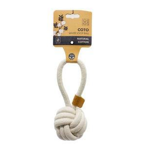 brsp-10646801 M-PETS COTO WHITE LOOP BALL 8CM ÇEKMELİ ÖRGÜ TOP OYUNCAK