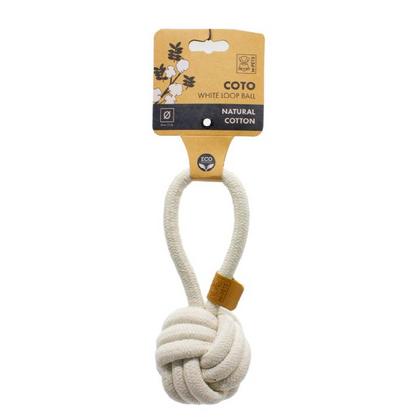 brsp-10646801 M-PETS COTO WHITE LOOP BALL 8CM ÇEKMELİ ÖRGÜ TOP OYUNCAK