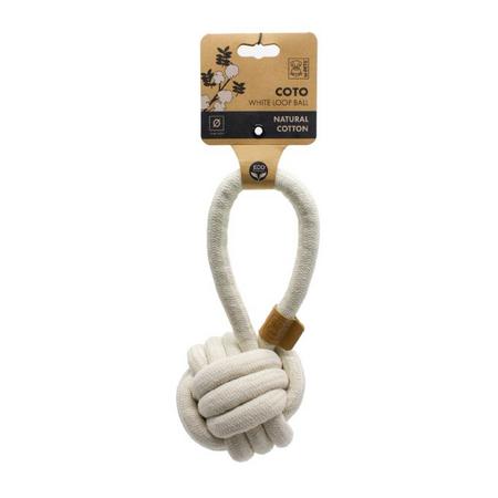brsp-10646901 M-PETS COTO WHITE LOOP BALL 11CM ÇEKMELİ ÖRGÜ TOP OYUNCAK