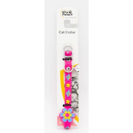 BRSP 10784-ALLY PAWS ÇİÇEK DESENLİ SİLİKON KEDİ BOYUN TASMASI ZİLLİ