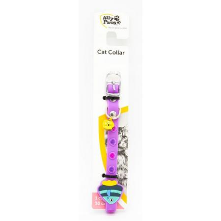 BRSP 10785-ALLY PAWS BALIK DESENLİ SİLİKON KEDİ BOYUN TASMASI ZİLLİ