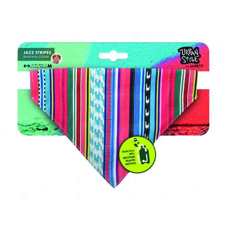 BRSP-10840199 M-PETS URBAN STYLE JAZZ STRIPES BANDANA COLLAR (M)