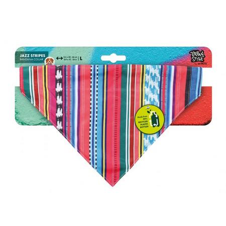 BRSP-10840299 M-PETS URBAN STYLE JAZZ STRIPES BANDANA COLLAR (L)