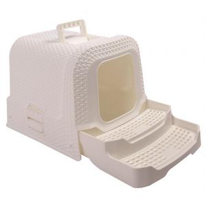 brsp 20115501 M-PETS SUEZ RATTAN KAPALI KEDİ TUVALETİ WHİTE 69X42X41CM