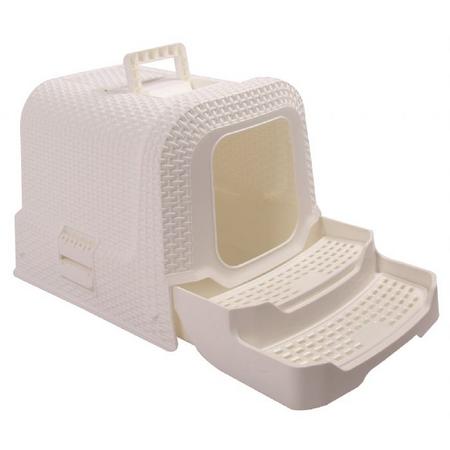 brsp 20115501 M-PETS SUEZ RATTAN KAPALI KEDİ TUVALETİ WHİTE 69X42X41CM