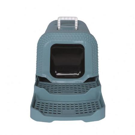 brsp 20116217 M-PETS SUEZ RATTAN KAPALI KEDİ TUVALETİ BLUE 69X42X41CM