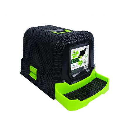 BRSP-20118399 M-PETS ECO RATTAN KAPALI KEDİ TUVALETİ BLACK/GREEN