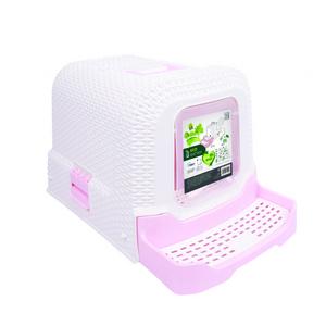BRSP-20118499 M-PETS ECO RATTAN KAPALI KEDİ TUVALETİ WHİTE/PİNK