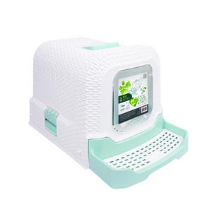 BRSP-20118599 M-PETS ECO RATTAN KAPALI KEDİ TUVALETİ WHİTE/BLUE