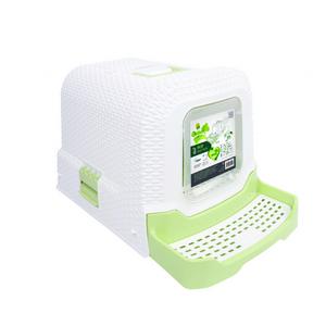 BRSP-20118799 M-PETS ECO RATTAN KAPALI KEDİ TUVALETİ WHİTE/GREEN